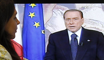 Until his last days in office, Italy's Silvio Berlusconi pursued restrictive legislation known as the 'gag law.' (Reuters/Alessandro Garofalo)